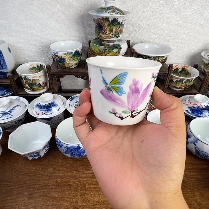 忠意堂釉下彩蝶恋花微瑕不退