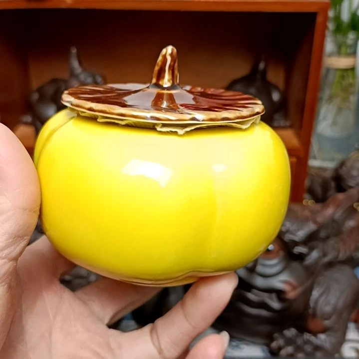 茶宠柿子茶叶罐茶宠摆件