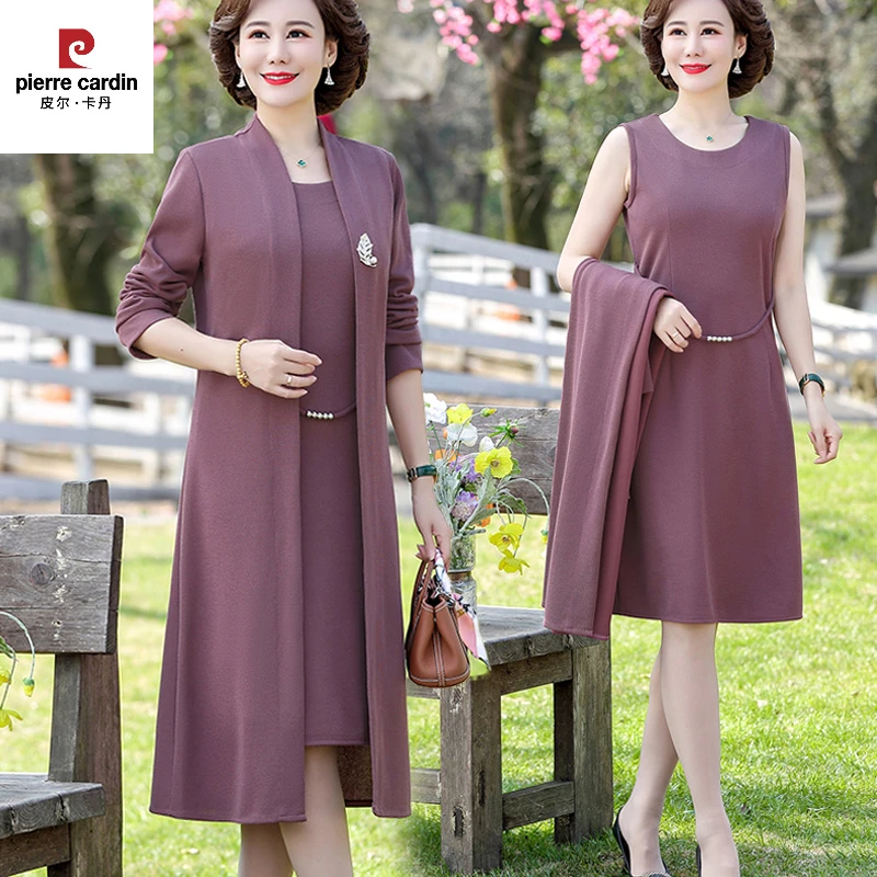 皮尔卡丹妈妈秋装套装两件套新款阔太太洋派洋装中老年女装春秋风