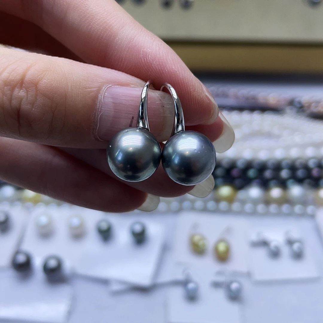 银S925镶嵌海水珍珠耳饰