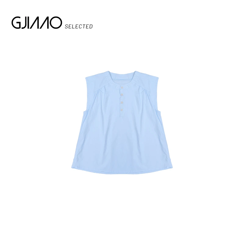 2057 圆领系扣无袖宽松套头衬衣