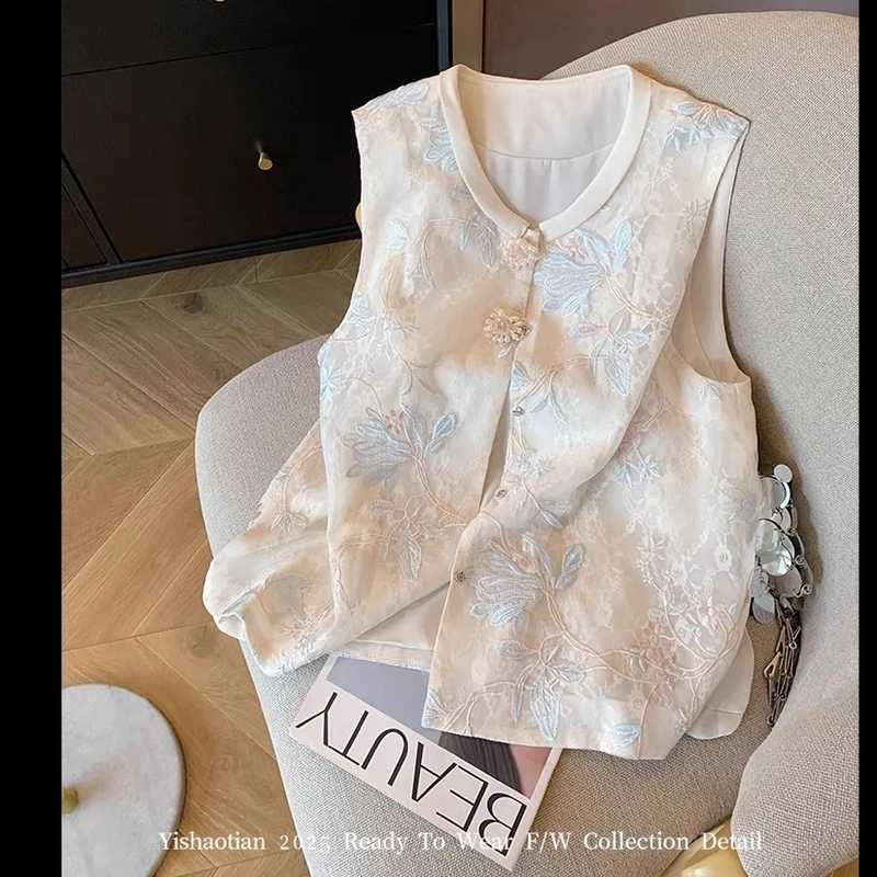 新中式重工蕾丝刺绣马甲女2025春夏新款高级气质改良国风小众背心