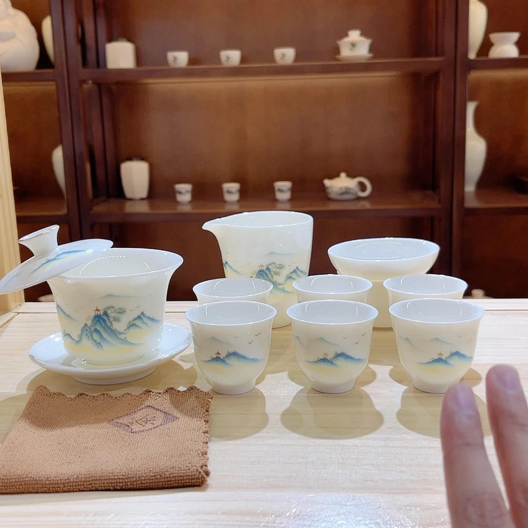 洛***具玄致羊脂玉瓷茶具套装
