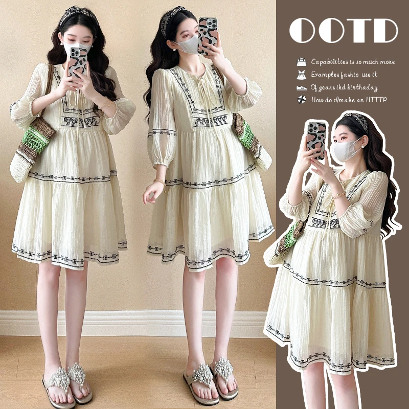 2025夏季民族风仙女小个子娃娃孕妇连衣裙洋气时尚宽松韩版