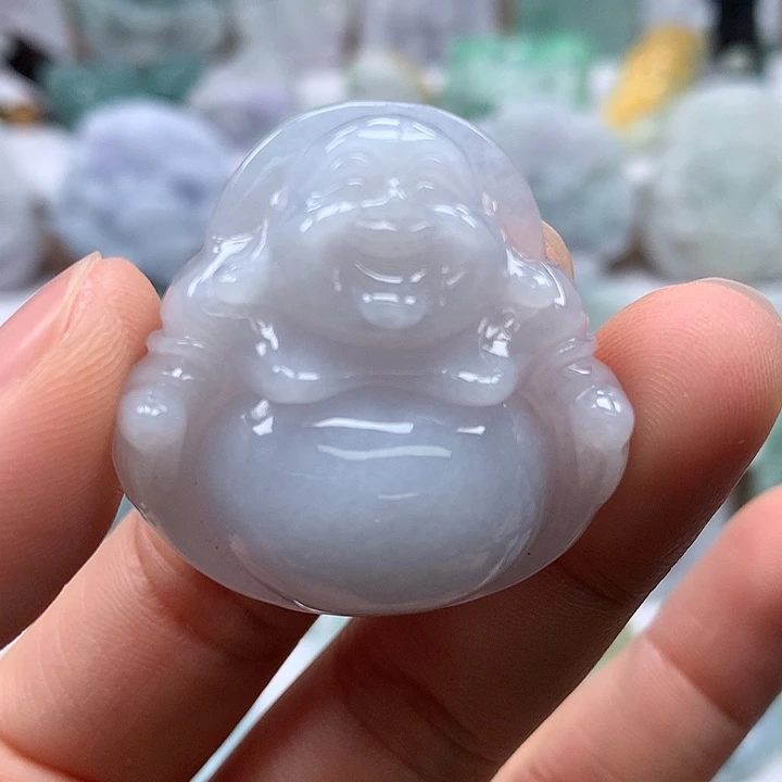 翡翠未镶嵌颈饰笑福卡厚10+