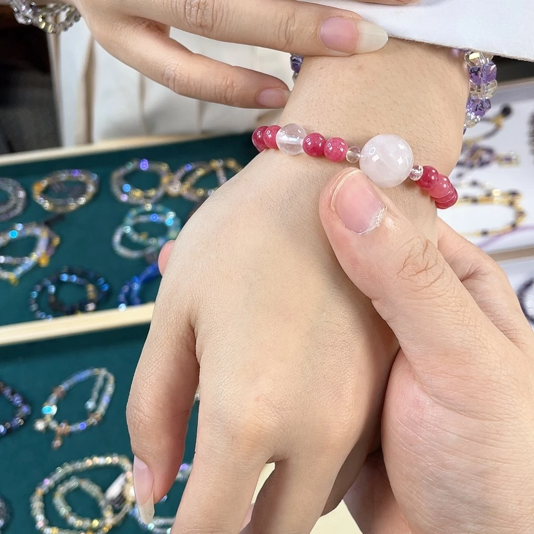 水晶手链银S925镀金镶嵌