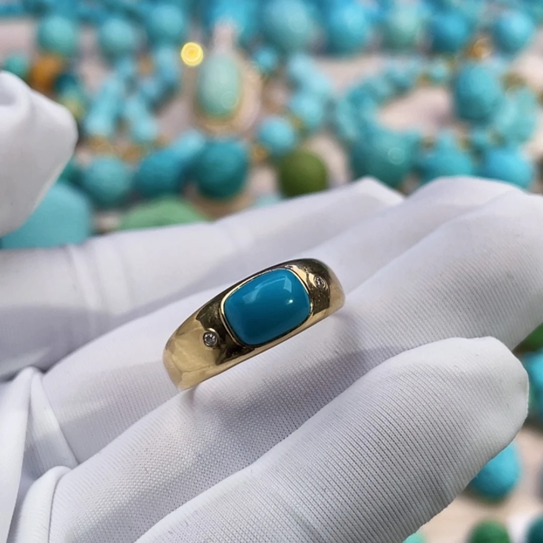 绿松石珠宝奇石18K金镶嵌