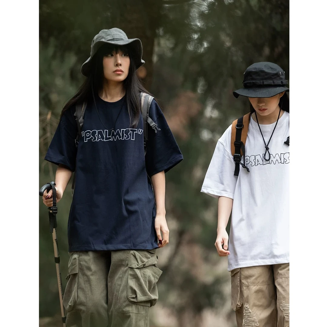 情侣短袖T恤男女2025夏季新款300克重磅宽松五分袖