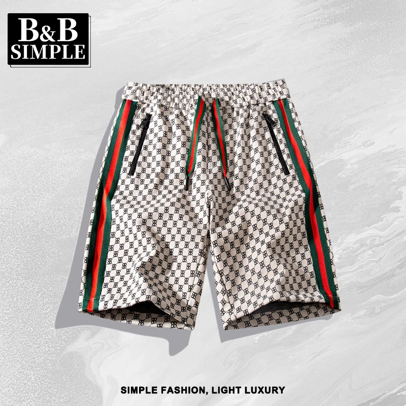 B&B SIMPLE 品牌高奢夏季男款短裤薄 时尚百搭男士字母提花五分裤