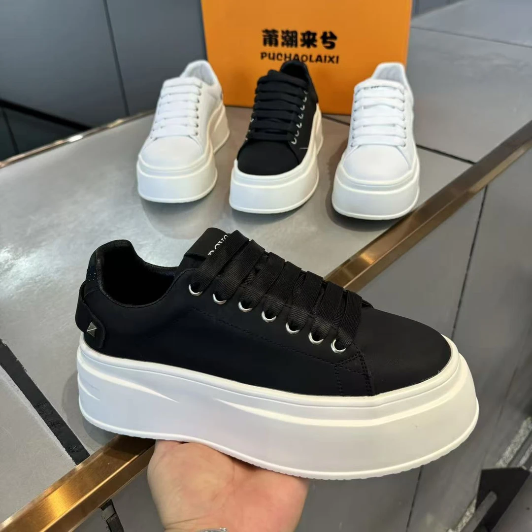 男士秋冬休闲板鞋低帮厚底素面增高小白鞋潮男运动鞋