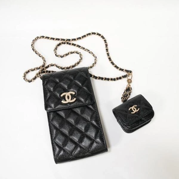 Chanel 荔枝皮手机耳机子母包