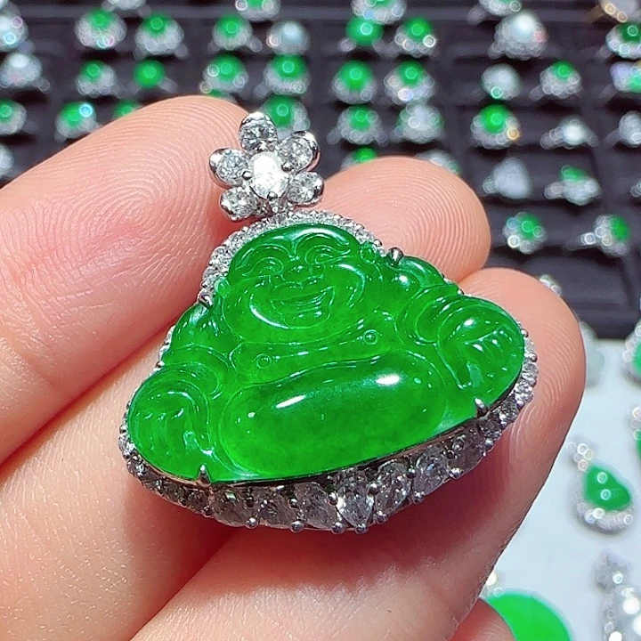 翡翠18K金镶嵌吊坠(不含链)吊坠