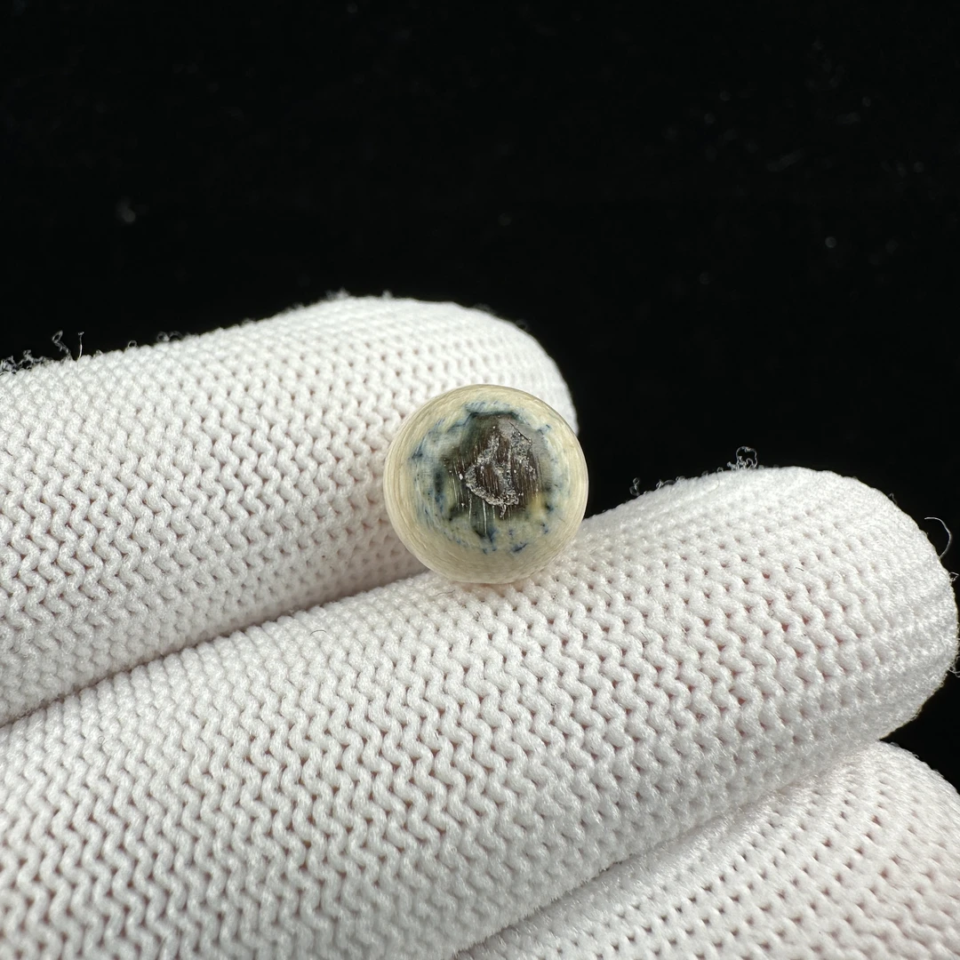 D2896天然猛犸牙蓝眼圆珠9+mm支持鉴定 假一罚四