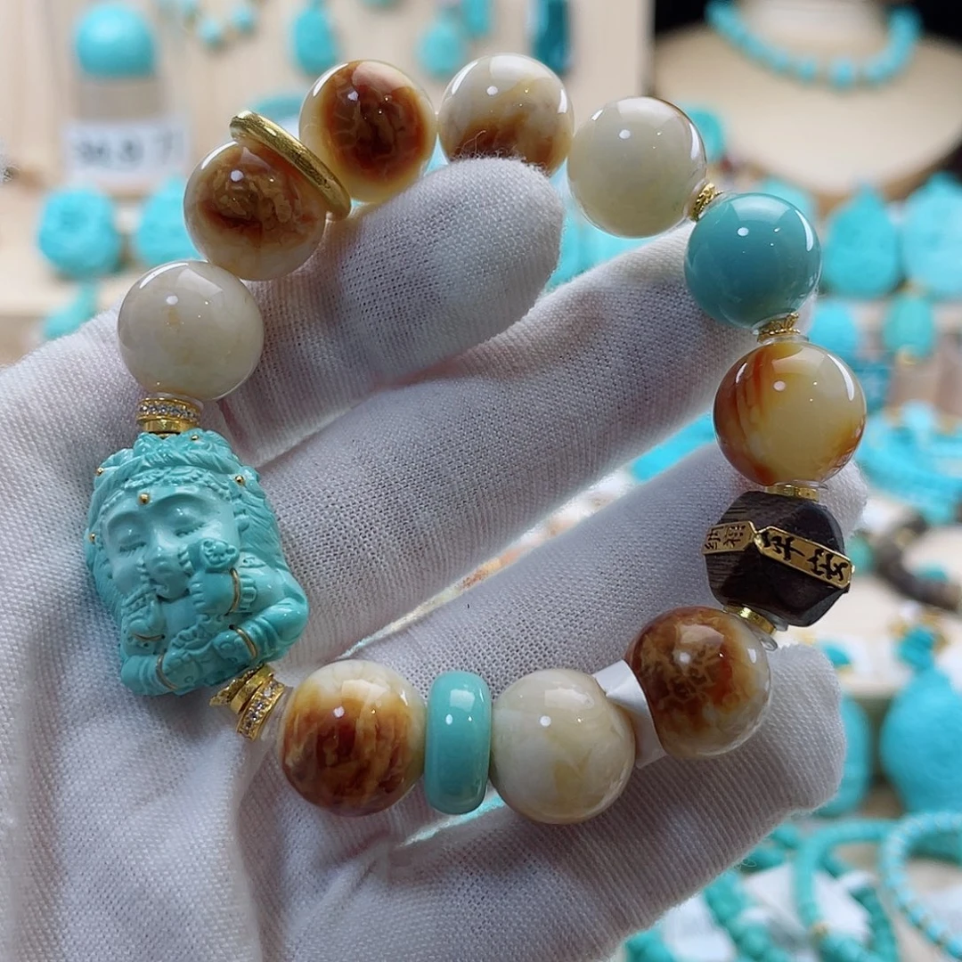 18K金镶嵌绿松石珠宝奇石