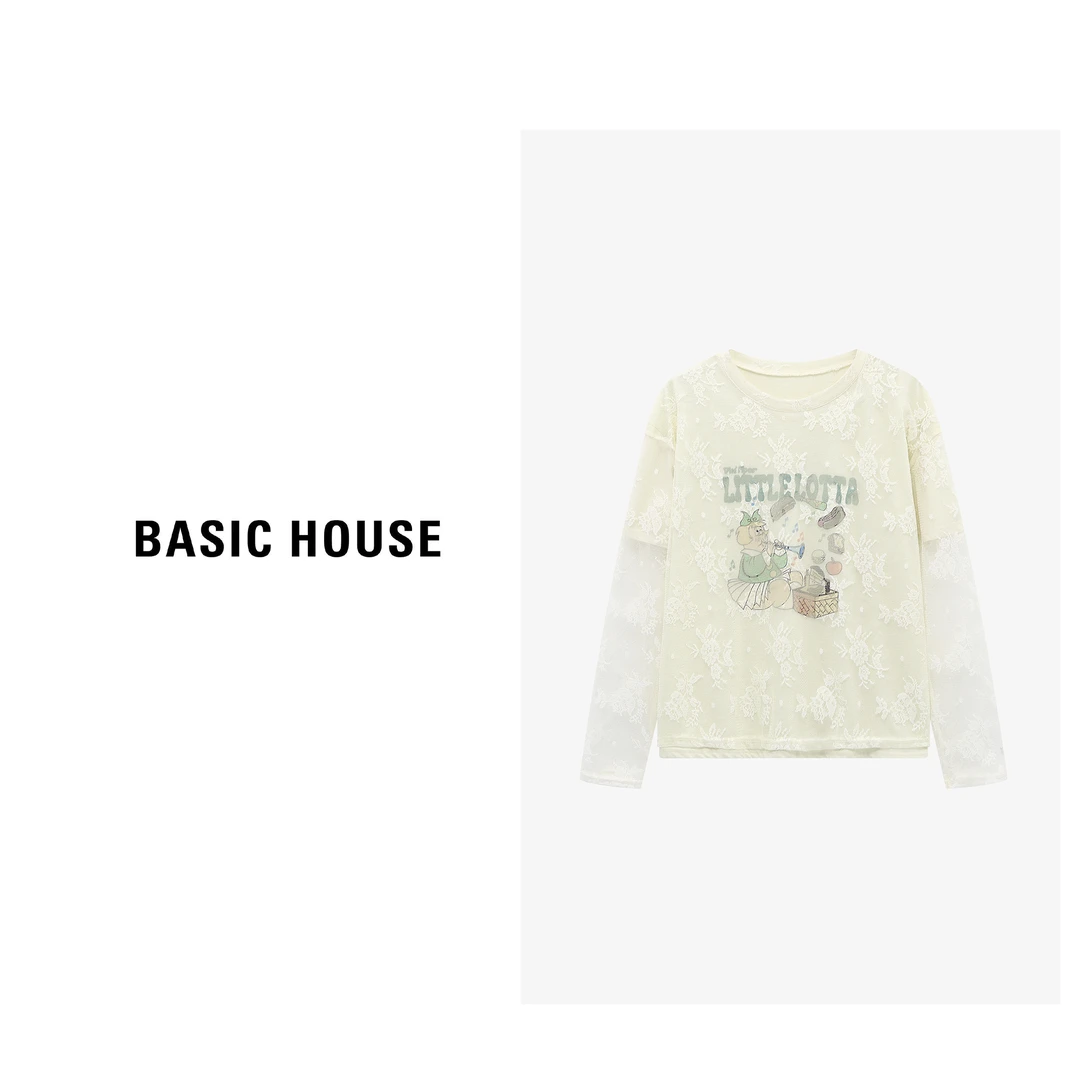 【芋总专享】Basic House/百家好春季蕾丝假两件T恤-B0625H5S102