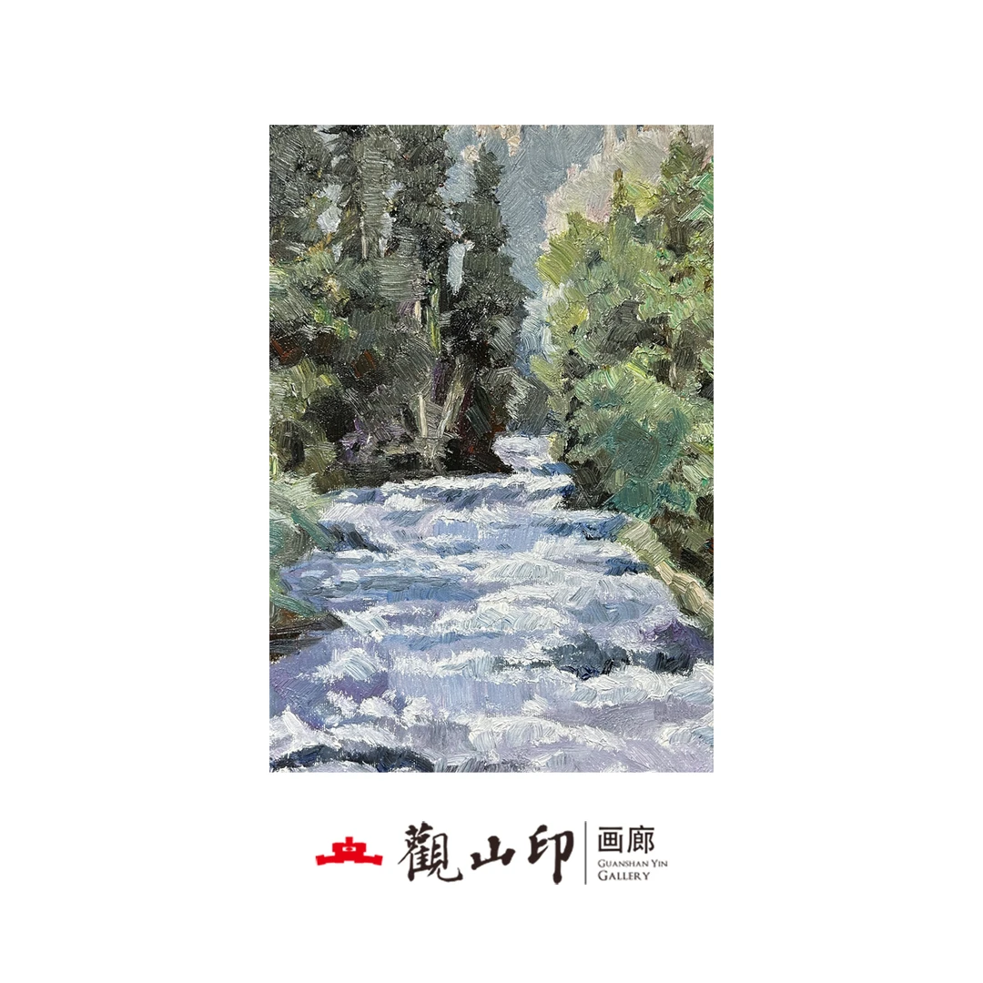 9107原创手绘风景油画32x46cn山水作品五