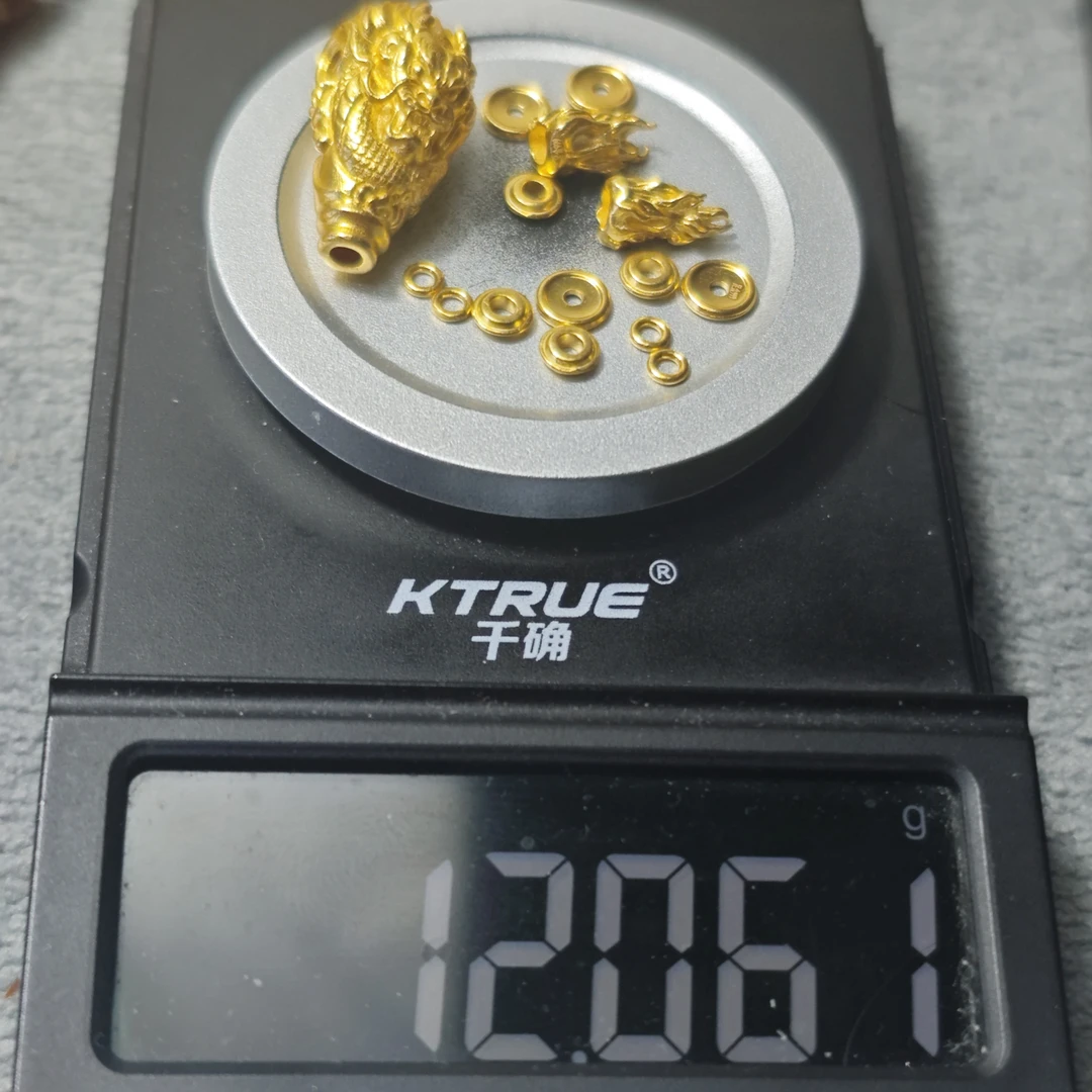 足金999三通弟子珠万向轴黄金文玩配饰