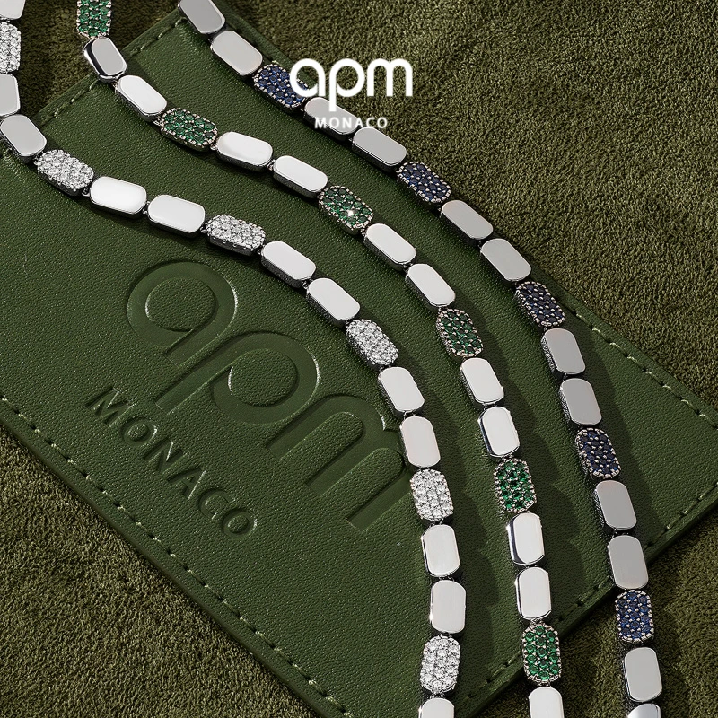 APM Monaco 绿色精致手链小众设计高级感银饰手镯明星同款饰品