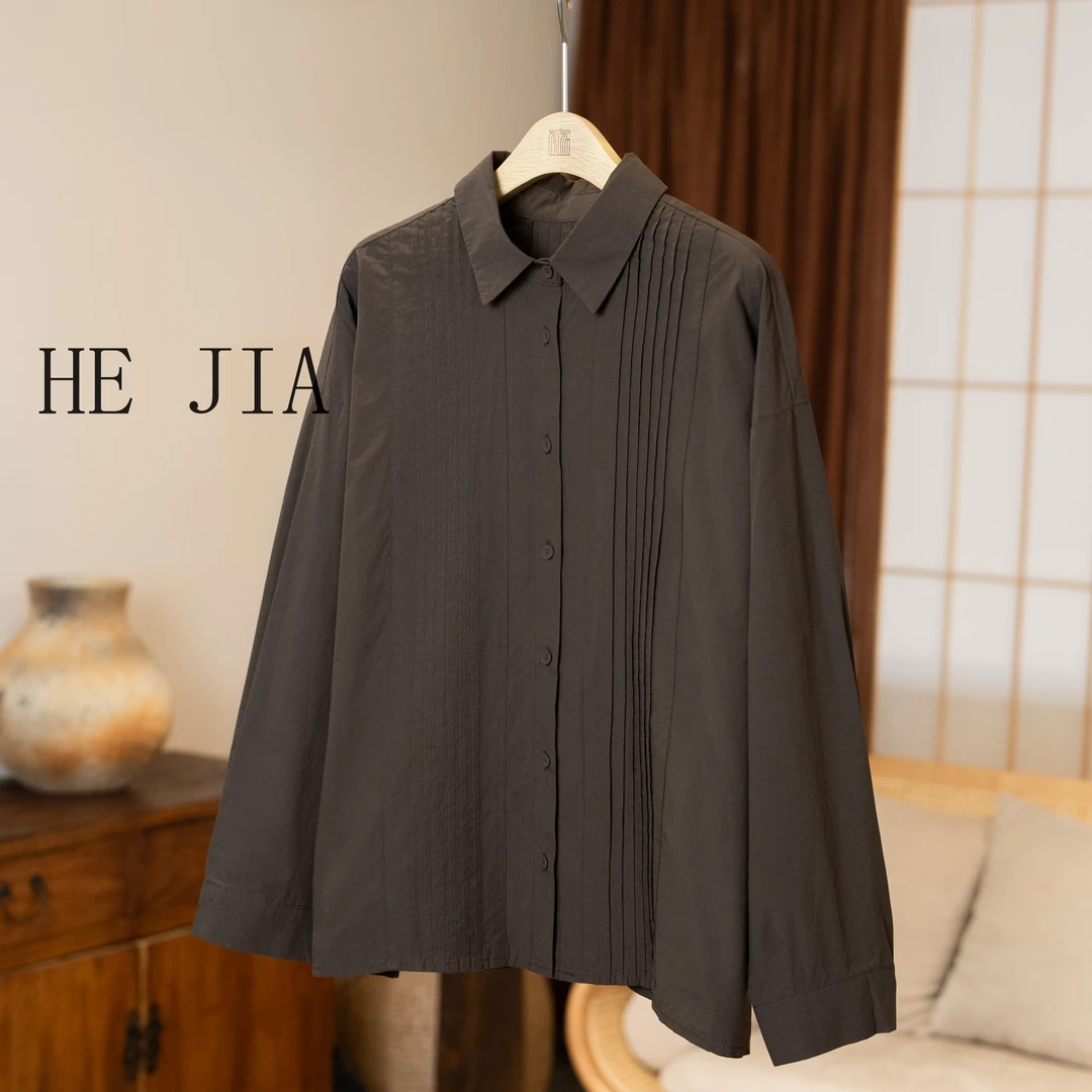 和家2025和家春款休闲女装百搭通勤设计感长袖内搭衬衫-7166