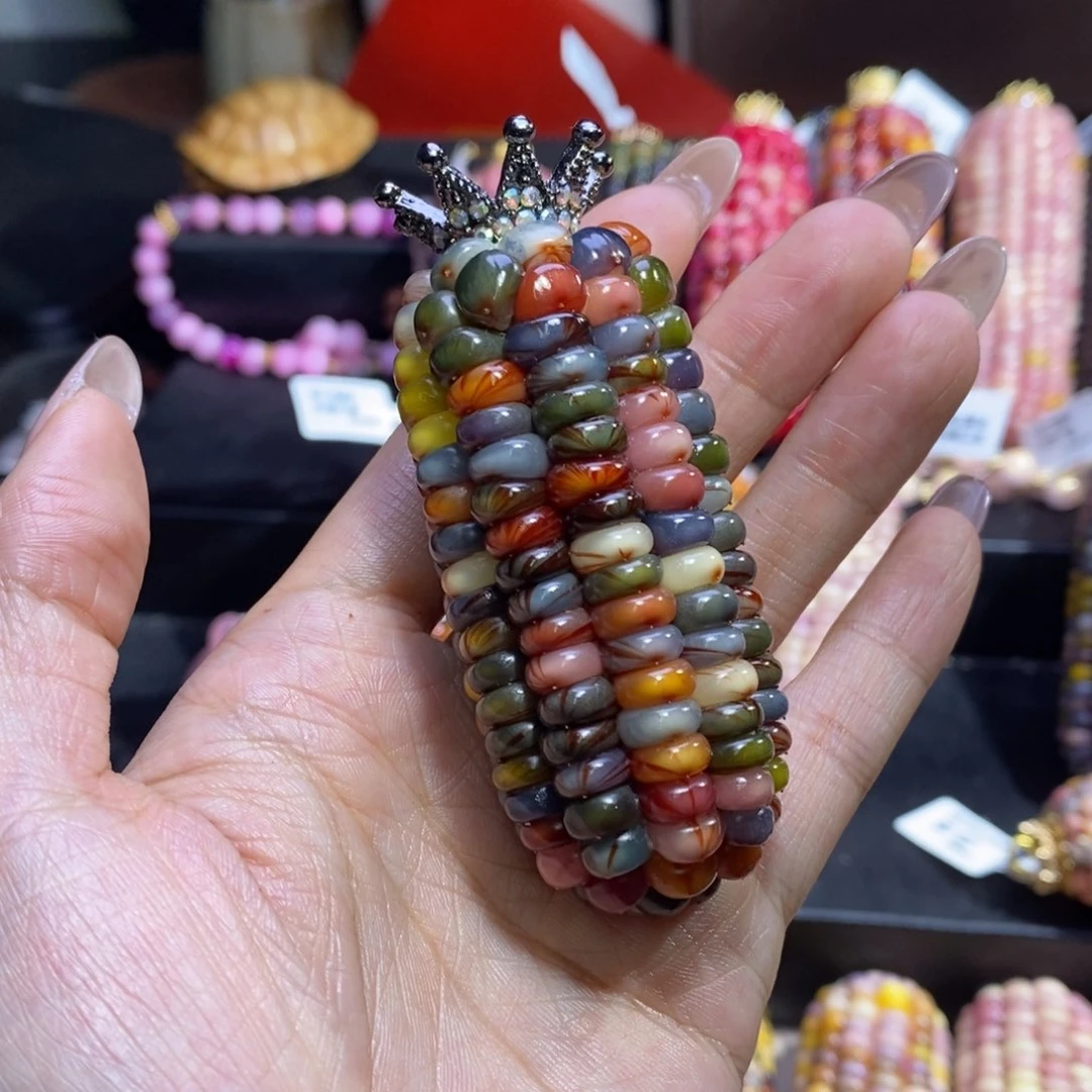 玉可*文玩玉米 彩桃