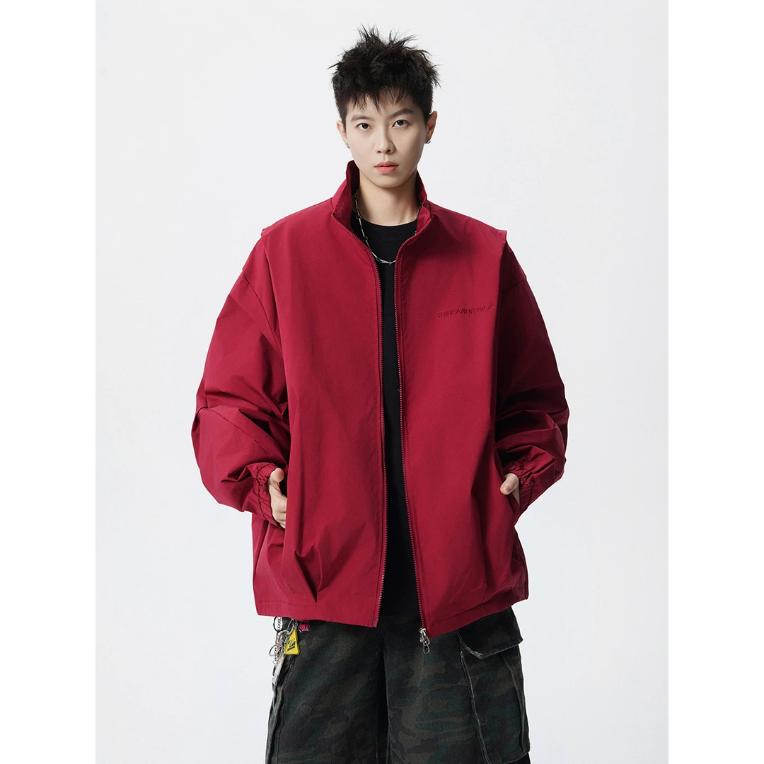 美式春秋宽松潮流褶皱设计感男女夹克户外机能风痞帅氛围情侣外套