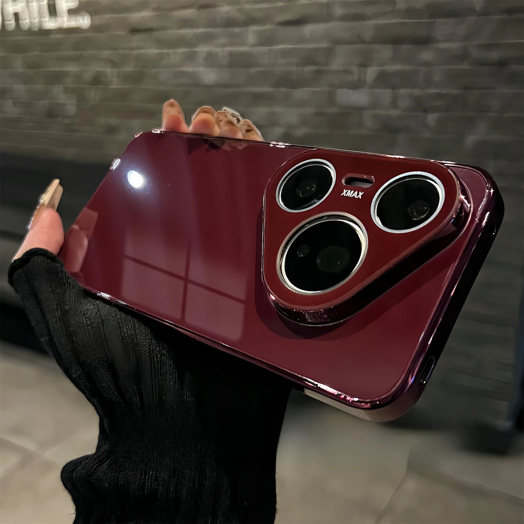 适用华为pura80/70pro+高级电镀玻璃手机壳镜头全包pro纯色pura70