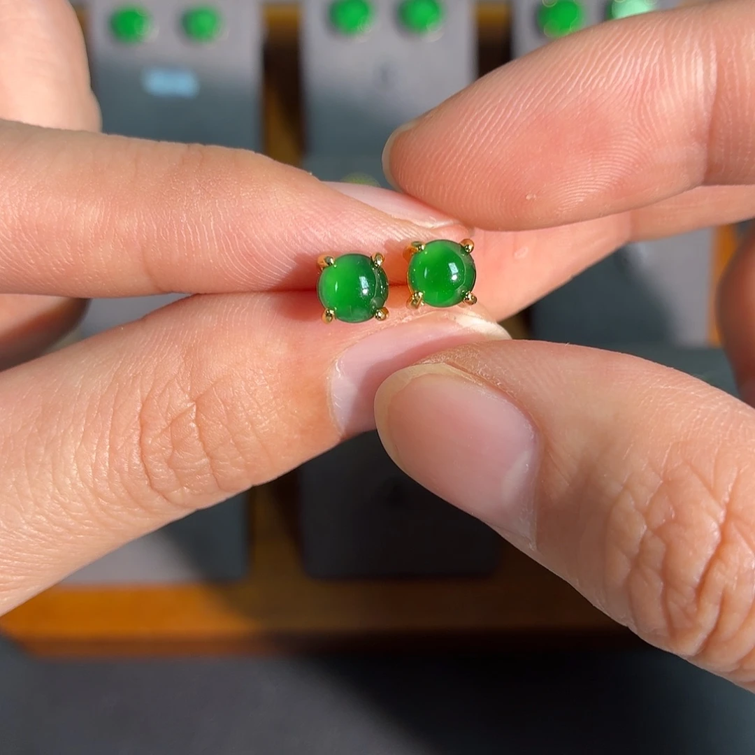 翡翠银S925镶嵌耳饰耳饰