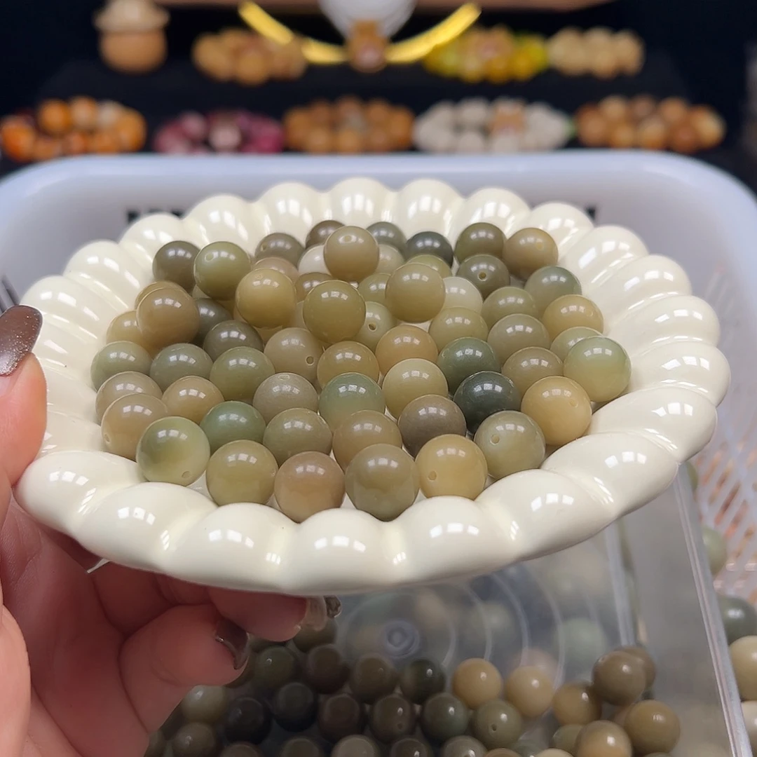 手串菩提根/象牙果卡13非料绿圆150颗