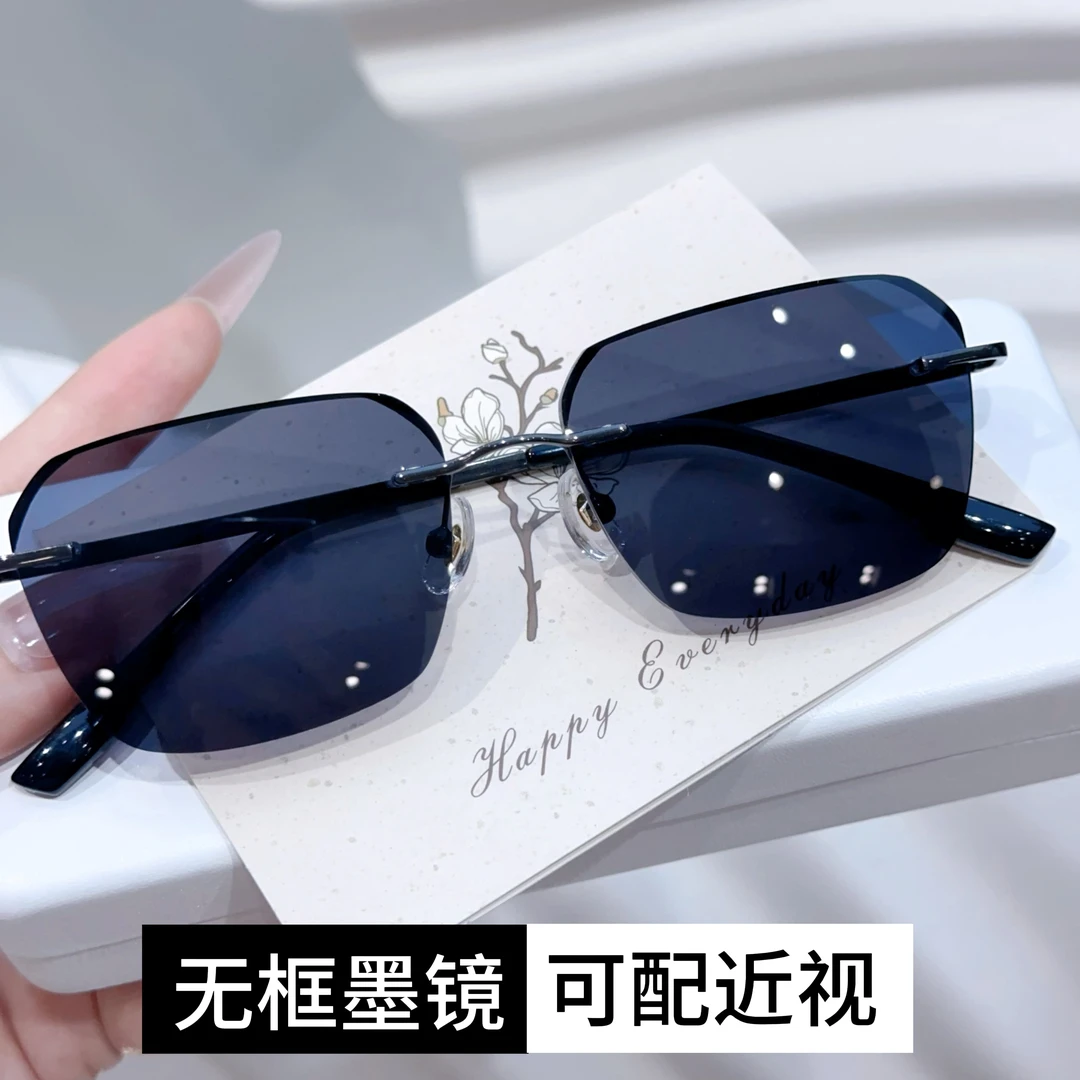 时尚无框男款近视太阳镜配有度数开车钓鱼防紫外线