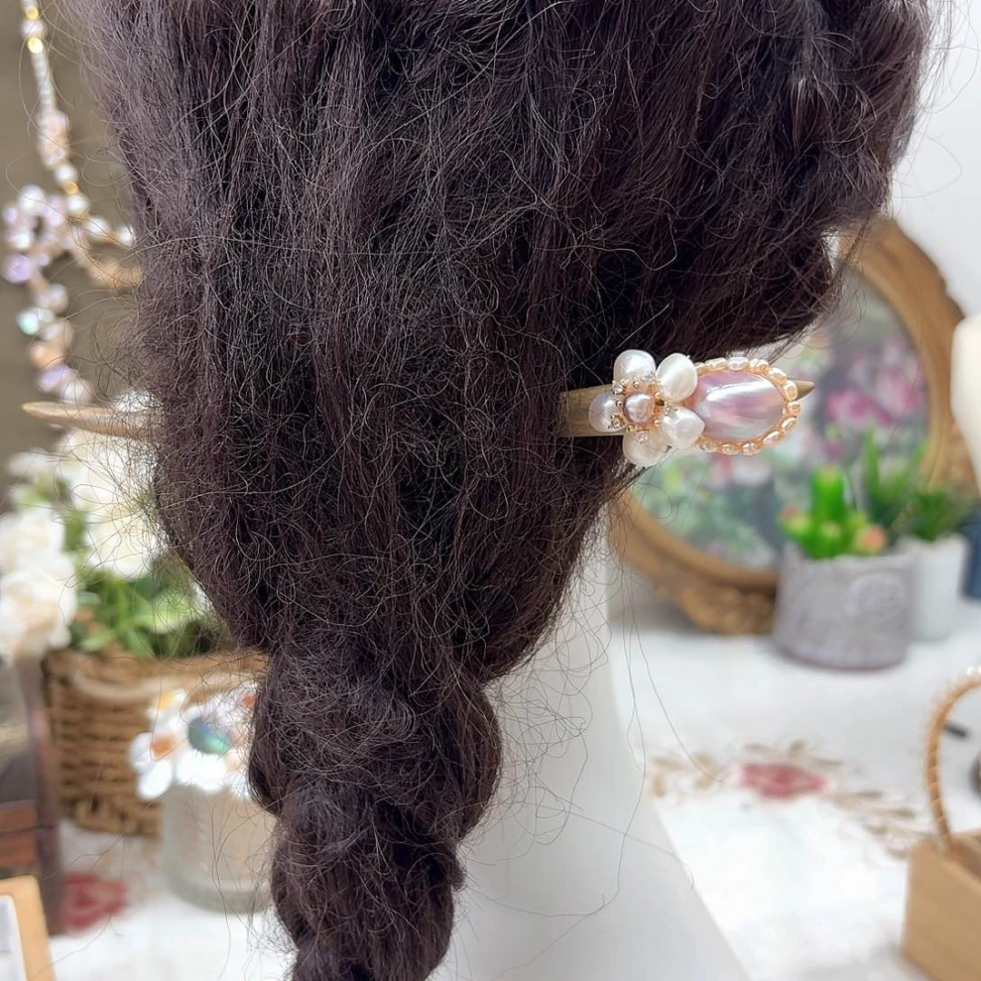 银S925镶嵌淡水珍珠发饰