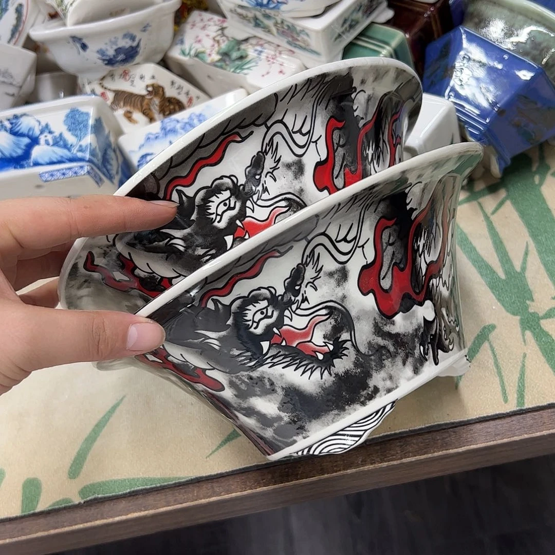 紫砂花盆861号瑕疵2个口不正缩釉处理介意勿拍23/9cm福利