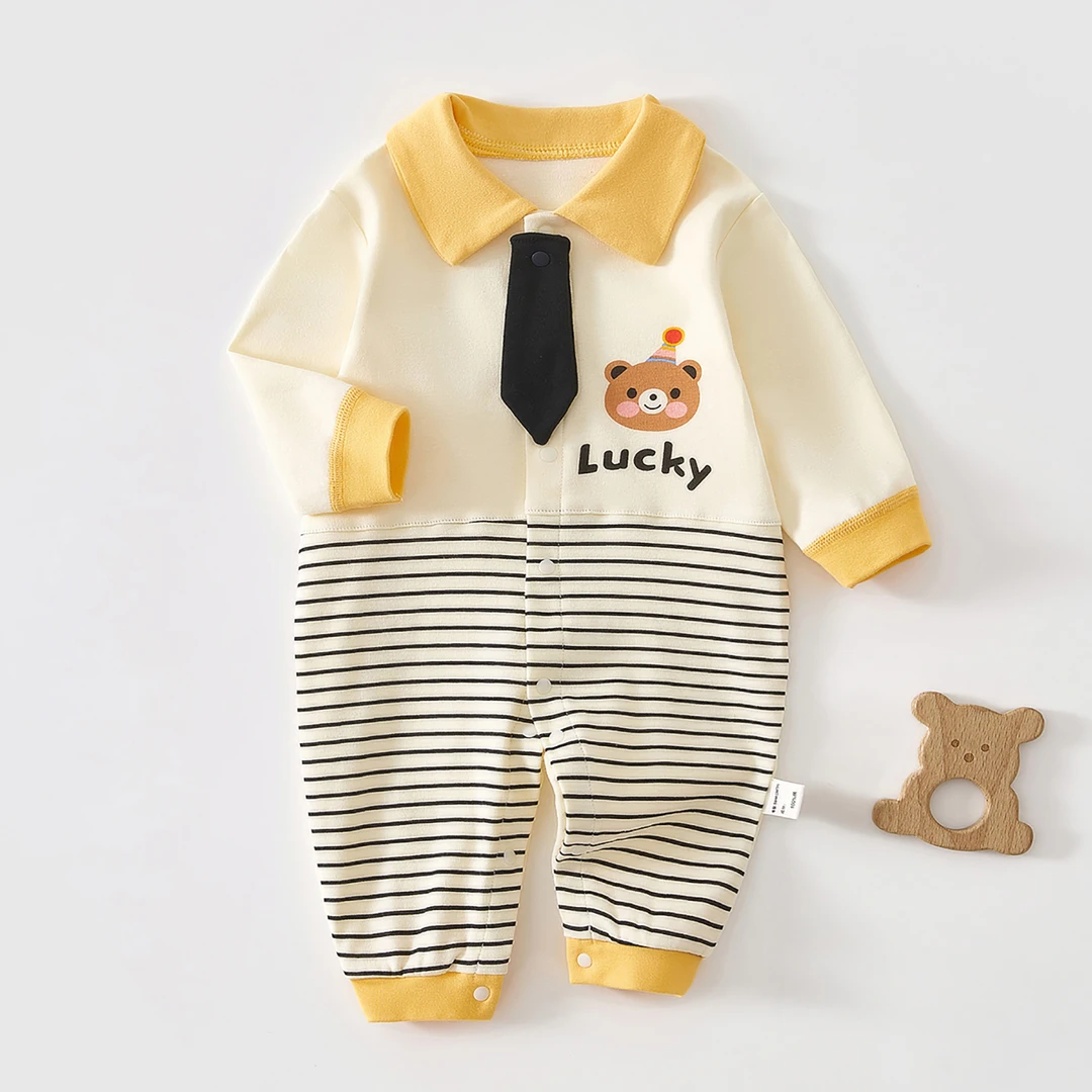 婴儿衣服秋冬纯棉新生儿连体衣宝宝洋气可爱哈衣超萌长袖衫外出服