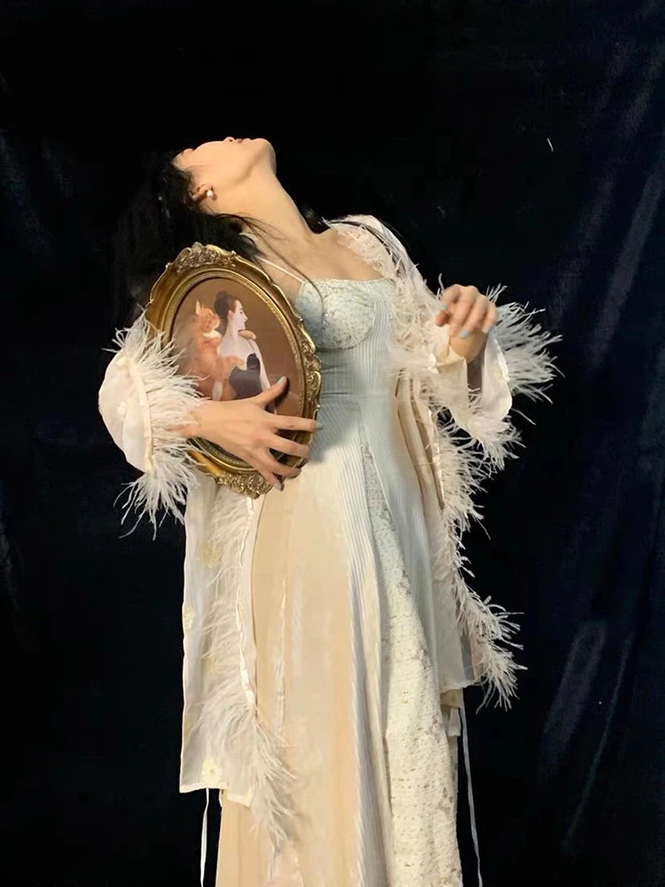 仙子狗尾巴花原创正版拼接吊带长裙仙女风长裙连衣裙