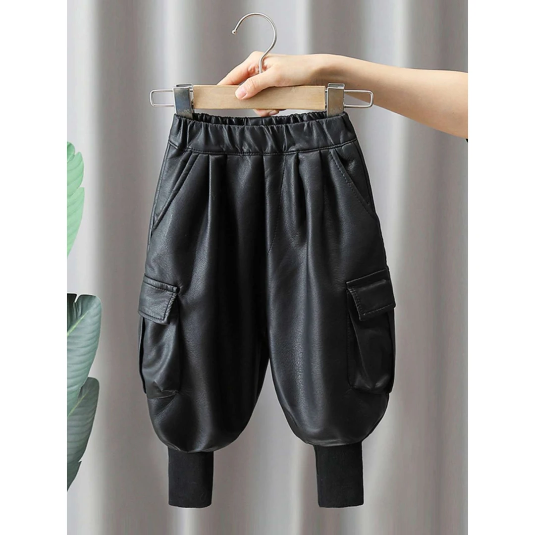 男童加绒裤子一体绒秋冬季2025新款洋气儿童加厚皮裤小宝宝保暖裤