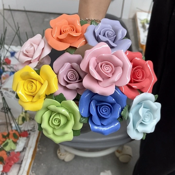 摆件手工制作陶瓷花