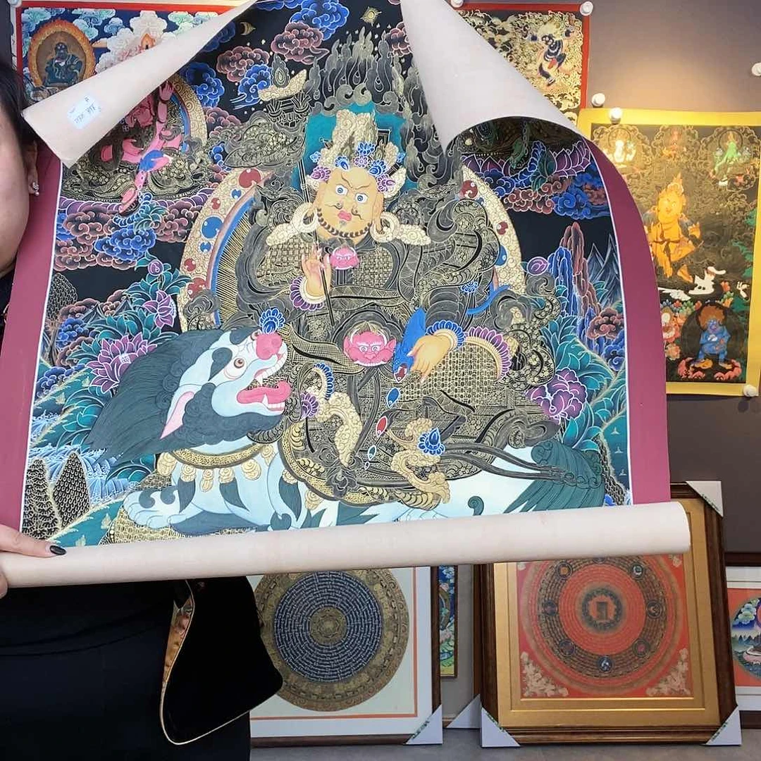 装裱画白**嘎尼泊尔手绘唐卡画芯