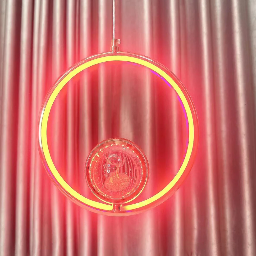 北欧艺术简约红灯笼吊灯三色变光一款多用