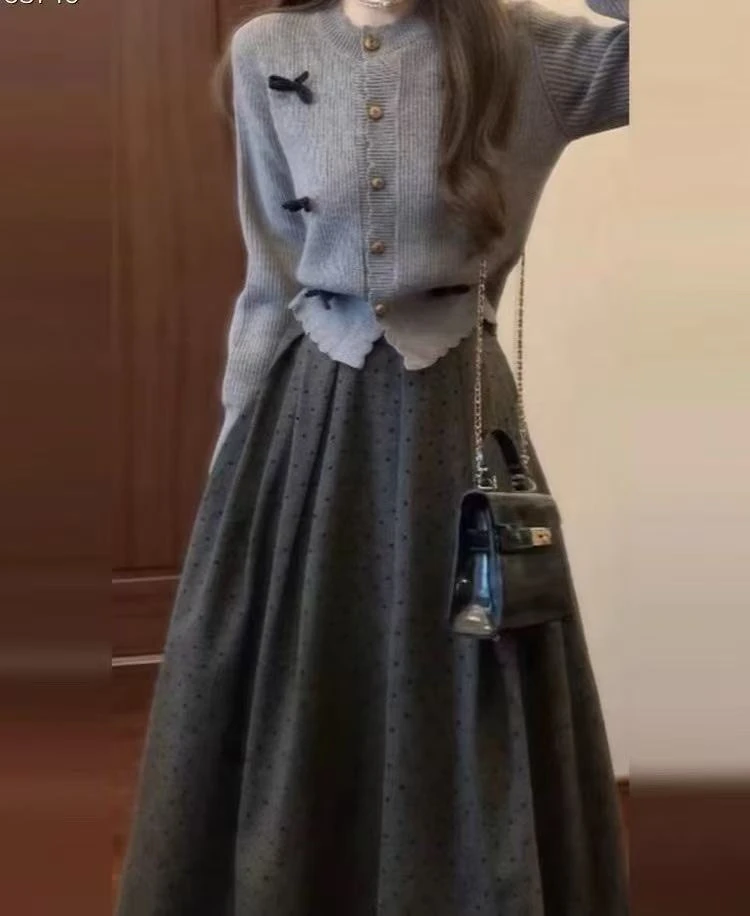 2025年秋冬季新款针织上衣+半身裙两件套