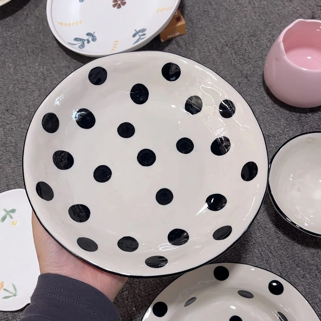 爆款波点陶瓷餐具8寸