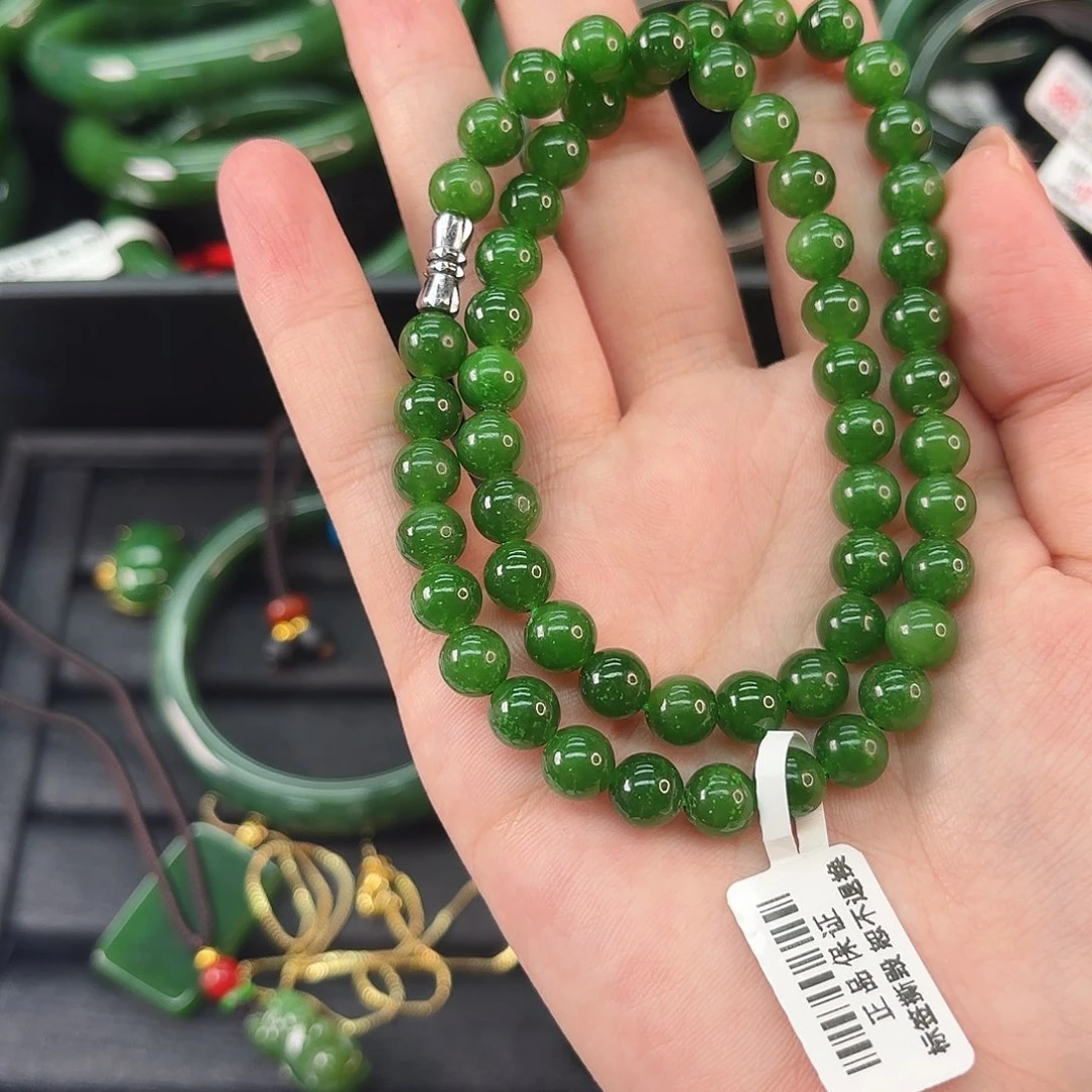 和田玉未镶嵌手链碧玉卡7妈妈链