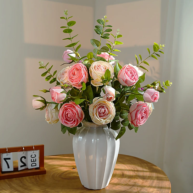 【一树时间】高级手感保湿茶玫玫瑰花仿真花家居装饰品