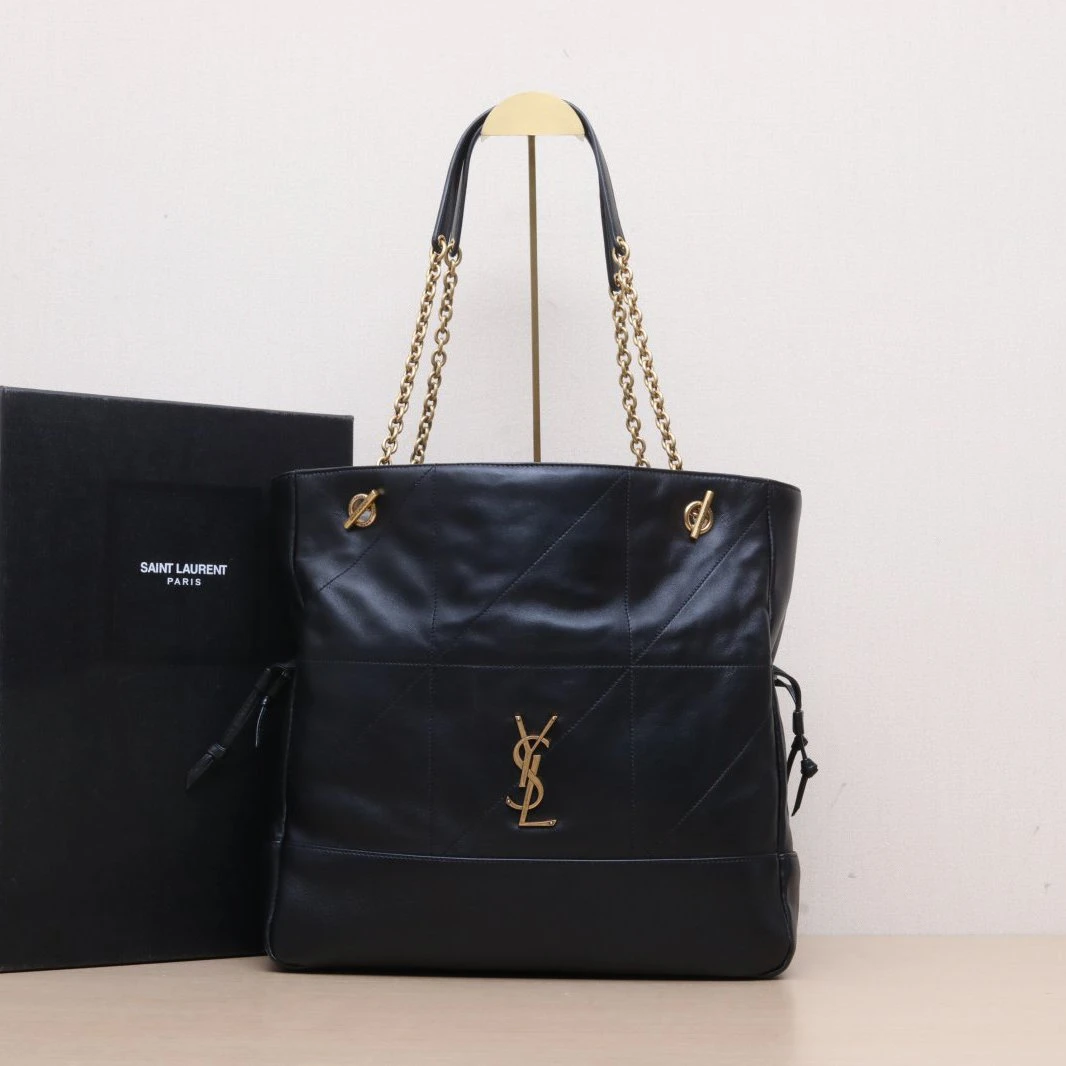 99新 YSL/圣罗兰 小花柳 黑色 皮革S 福袋 水桶包