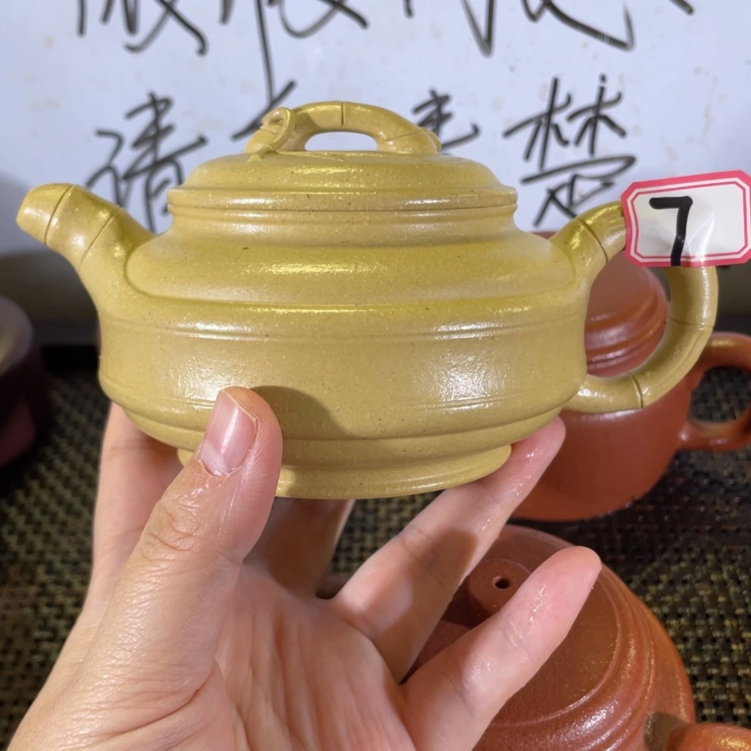 用***6茶壶紫砂双线竹鼓微瑕
