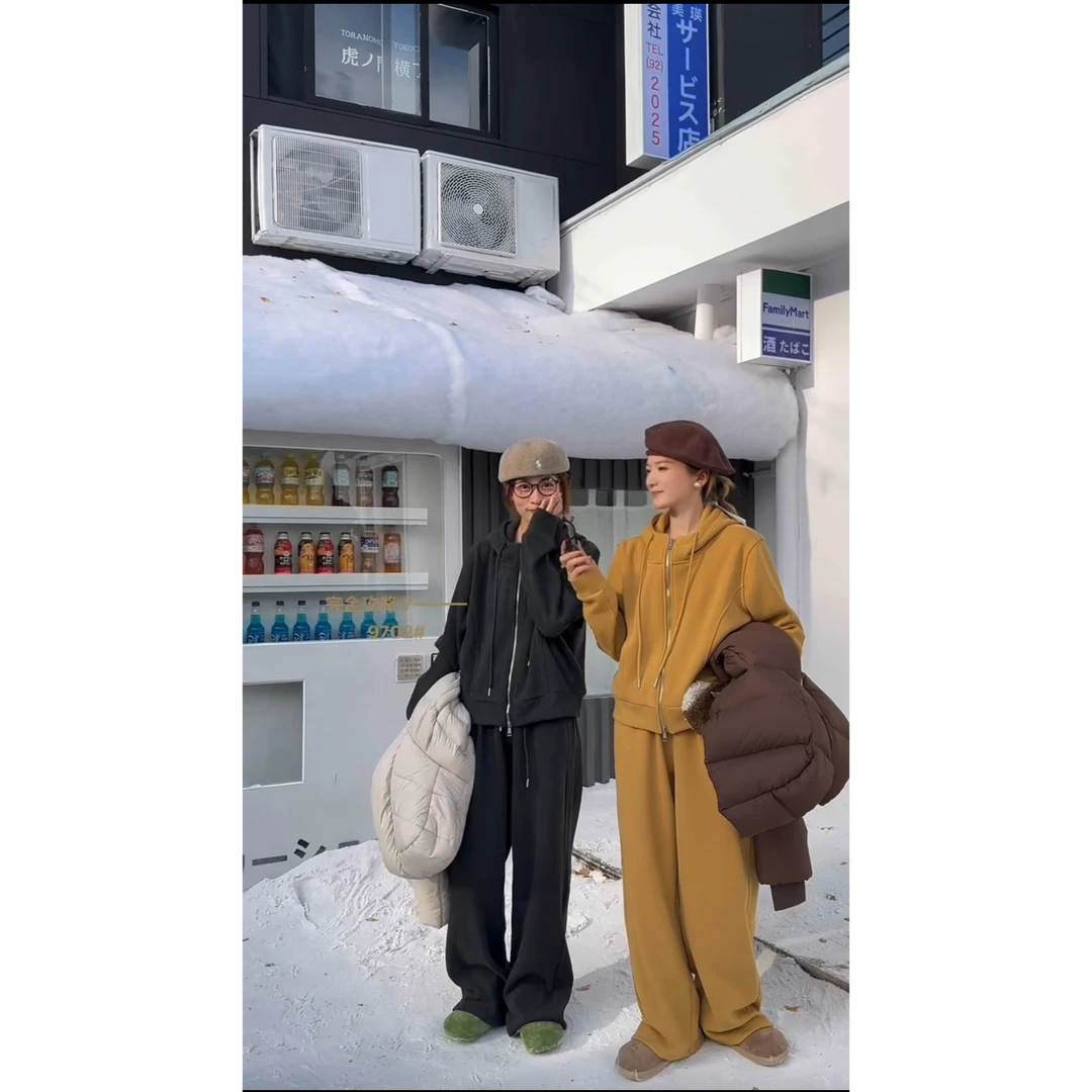 Miss na 716 韩系羊绒抓绒连帽套装