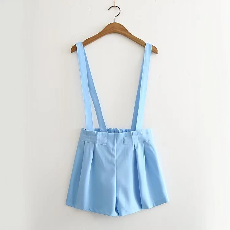 1578 GZC3背带短裤女夏季新款韩版休闲宽松显瘦连体裤高腰阔腿裤