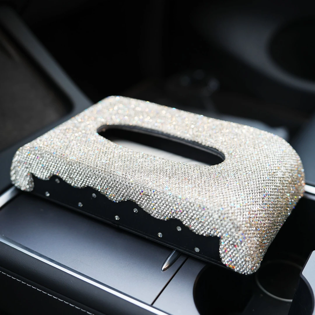 【女神纸巾盒】时尚高档中控台镶钻车用抽纸盒汽车扶手箱创意装饰