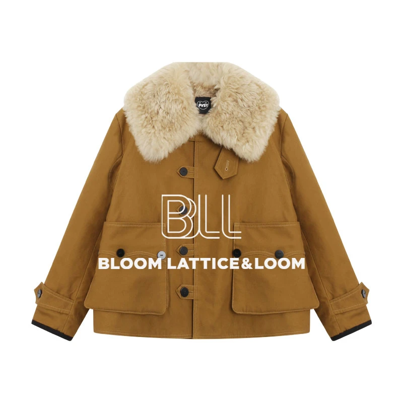 PCNY不理理“暖棕时光”驼色纽扣毛领托斯卡纳毛领保暖羽绒外套