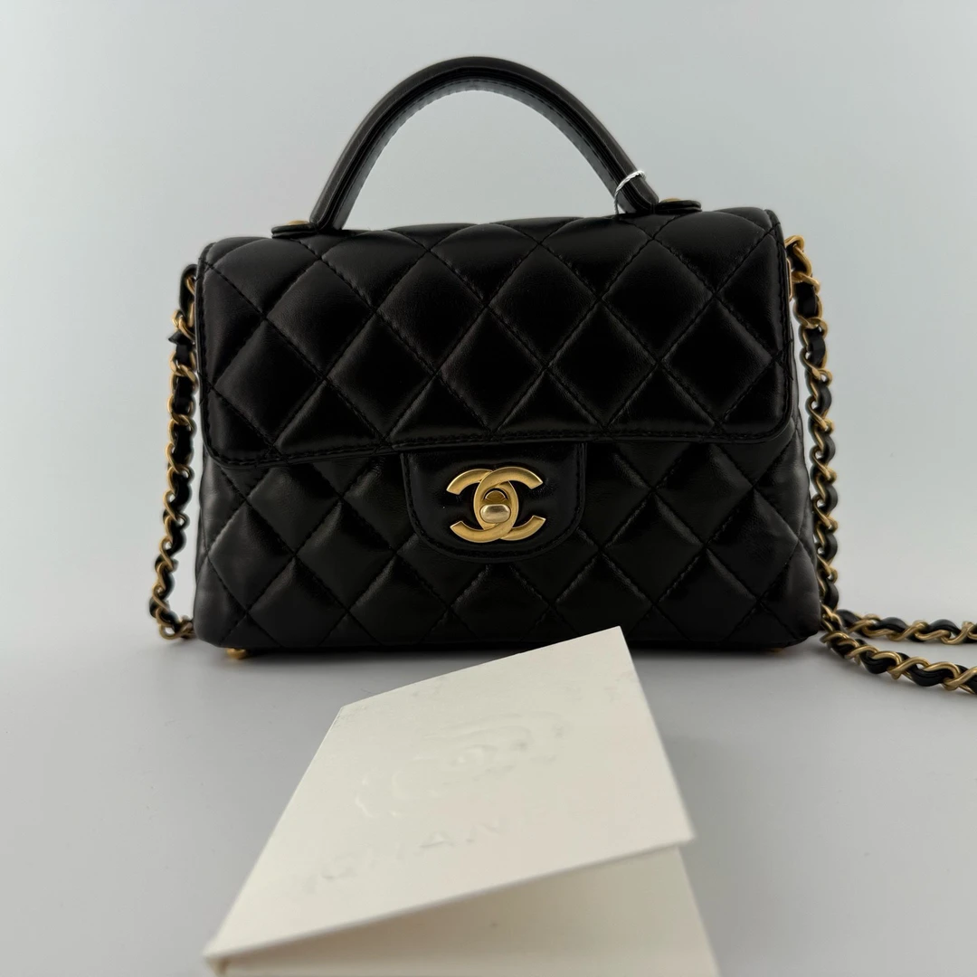 99新 Chanel/香奈儿 2025年票25p kelly小号手柄手提斜挎包C1842