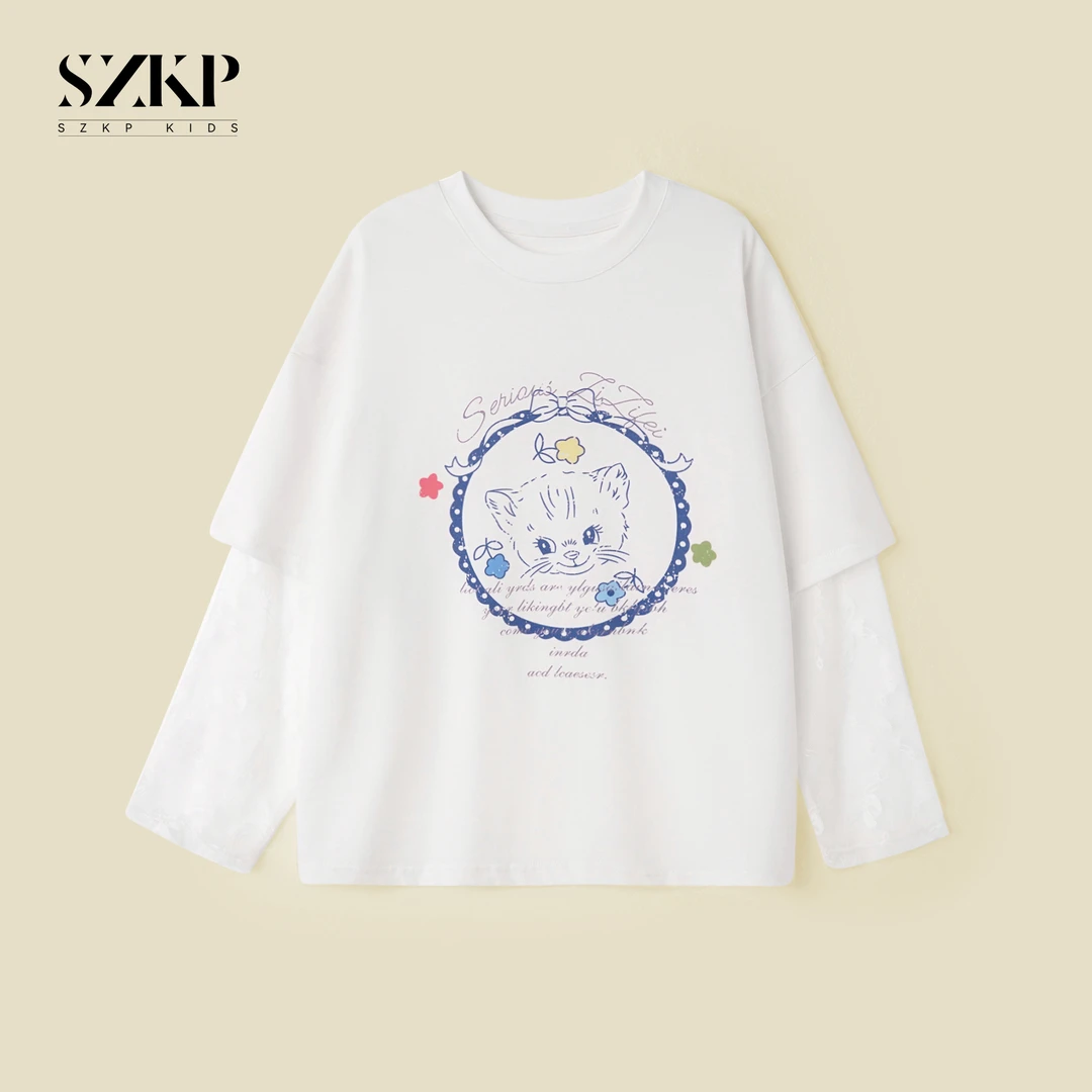 SZKP夏季新款女童透气上衣中大童时尚儿童休闲短袖t恤ZCYX551474