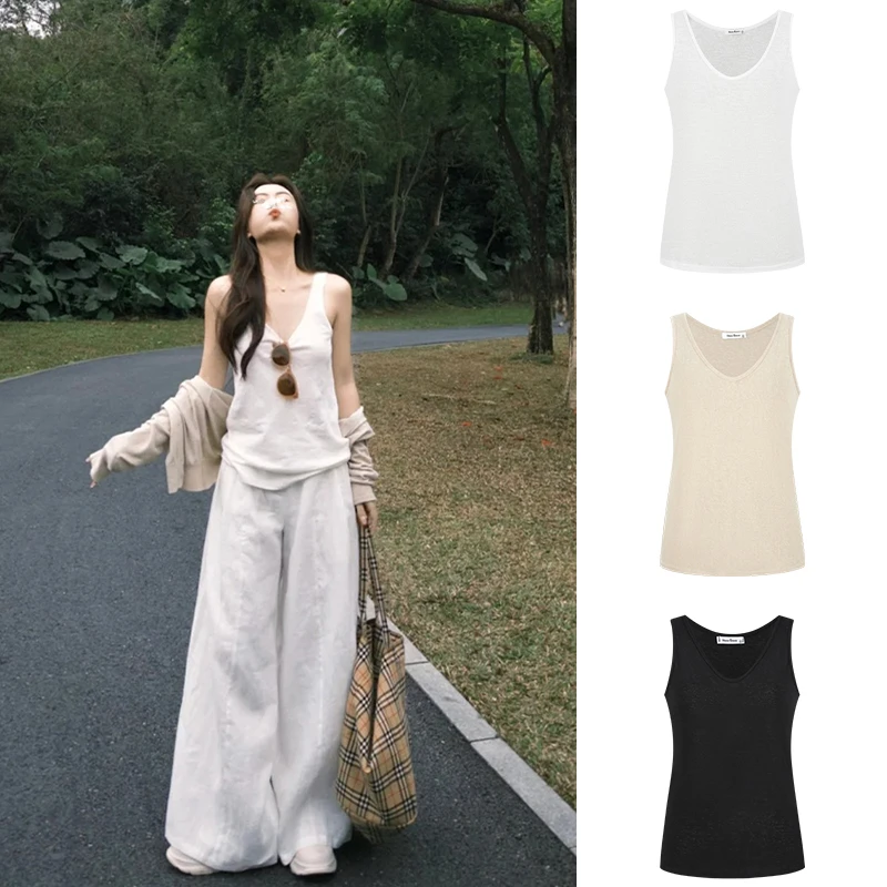 Moses Queen/魔西女王纯色百搭打底内搭背心宽松休闲外穿背心上衣